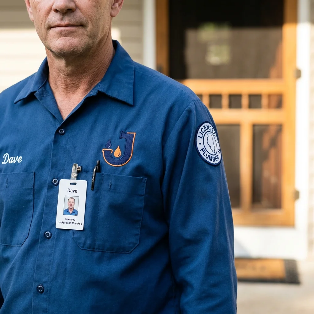 Licensed plumber showing ID badge in Fort Pierce, FL