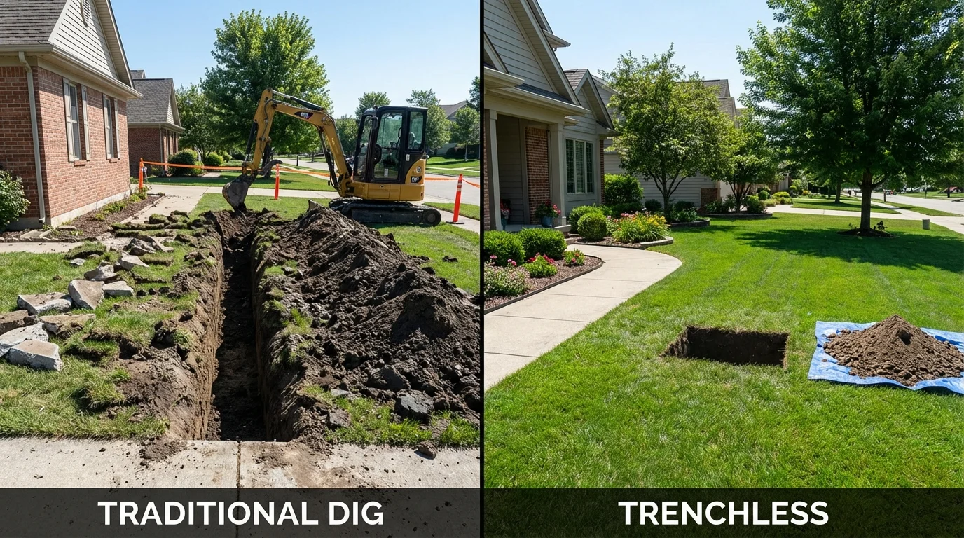Trenchless sewer repair with minimal yard damage versus traditional excavation in Fort Pierce, FL